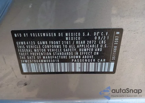 2021 Volkswagen Jetta 1.4T R-Line/1.4T S/1.4T Se from USA, damaged, VIN 3VWC57BU4MM083018